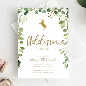 12th Birthday Invitation INSTANT DOWNLOAD twelth birthday invite, Horse Party, Pony, Riding, Horses, Ponies