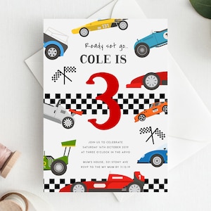3rd Birthday Invitation INSTANT DOWNLOAD third birthday invite, Editable, Racing Birthday Invite, Boys Birthday, Car, Racer, Cars