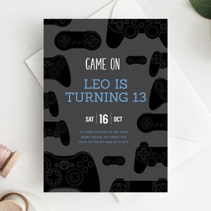 13th Birthday Invitation INSTANT DOWNLOAD thirteenth birthday invite gamer, gaming party, video games