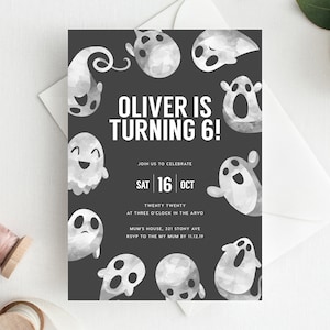 6th Birthday Invitation INSTANT DOWNLOAD sixth birthday invite, Spooky Party, Halloween, Ghosts, Scary
