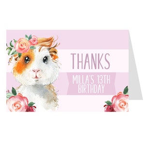 Cavia Bedankkaart INSTANT DOWNLOAD, Afdrukbare Bedankt Opmerking Tag, DIY Afdrukbare Decoraties, Templett, Verjaardag Bedankt Kaart