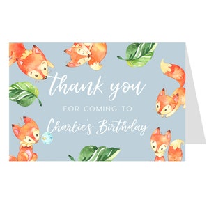 Fox Bedankkaart INSTANT DOWNLOAD, Afdrukbare Bedankt Opmerking Tag, DIY Afdrukbare Decoraties, Templett, Verjaardag Bedankt Kaart