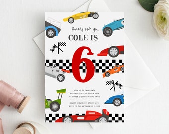6th Birthday Invitation INSTANT DOWNLOAD sixth birthday invite, Editable Racing Birthday Invite, Boys Birthday, Car, Racer, Cars