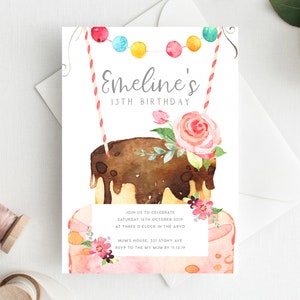 13th Birthday Invitation INSTANT DOWNLOAD thirteenth birthday invite,