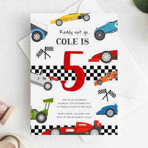 5e anniversaire Invitation INSTANT DOWNLOAD cinquième anniversaire inviter, Editable Racing Birthday Invite, Boys Birthday, Car, Racer, Cars