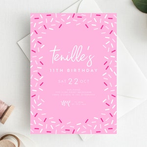 11th Birthday Invitation INSTANT DOWNLOAD eleventh birthday invite, Sprinkle Party, Donuts, Candy, Rainbow, Rainbow Confetti
