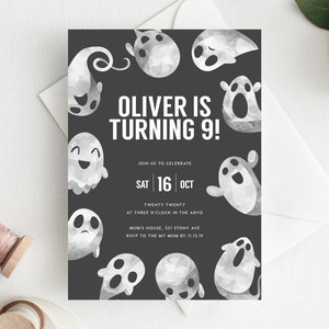 9. Geburtstag Einladung INSTANT DOWNLOAD neunter Geburtstag einladen, Spooky Party, Halloween, Ghosts, Scary
