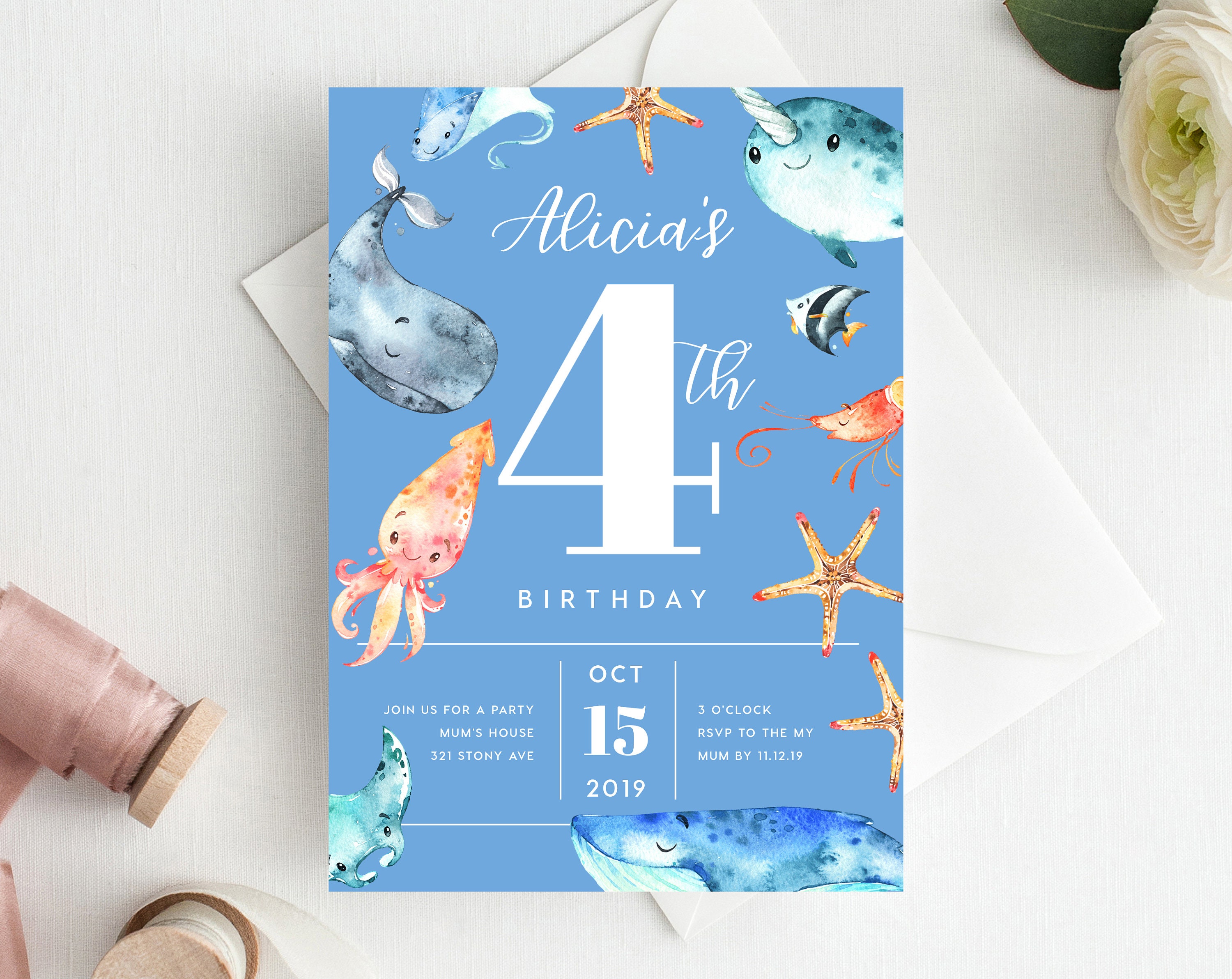 4th Birthday Invitation INSTANT DOWNLOAD Fourth Birthday Etsy UK