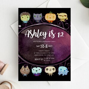 12. Geburtstag Einladung INSTANT DOWNLOAD zwölfter Geburtstag einladen, Spooky Party, Halloween, Gespenster, Scary