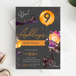 9. Geburtstag Einladung INSTANT DOWNLOAD neunter Geburtstag einladen, Spooky Party, Halloween, Ghosts, Scary
