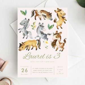 3rd Birthday Invitation INSTANT DOWNLOAD third birthday invite, Horse Party, Pony, Riding, Horses, Ponies