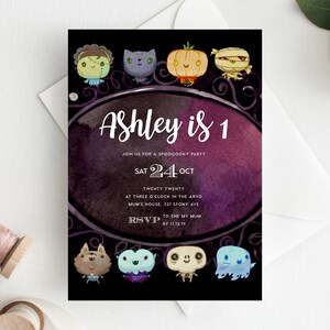 1st Birthday Invitation INSTANT DOWNLOAD first birthday invite, Spooky Party, Halloween, Ghosts, Scary