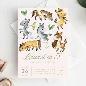 5th Birthday Invitation INSTANT DOWNLOAD fifth birthday invite, Horse Party, Pony, Riding, Horses, Ponies