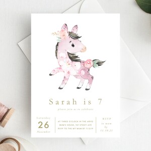 7th Birthday Invitation INSTANT DOWNLOAD seventh birthday invite Horse Party, Pony, Riding, Horses, Ponies
