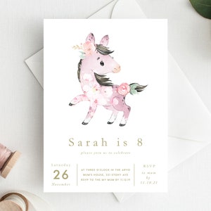 8th Birthday Invitation INSTANT DOWNLOAD eighth birthday invite, Horse Party, Pony, Riding, Horses, Ponies
