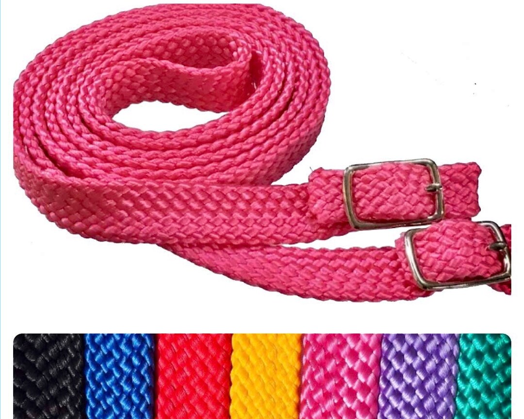 Horse Coloured Reins Tubular Soft Nylon Braided With Buckle Ends~ in Mini Pony Cob Full X-full ...