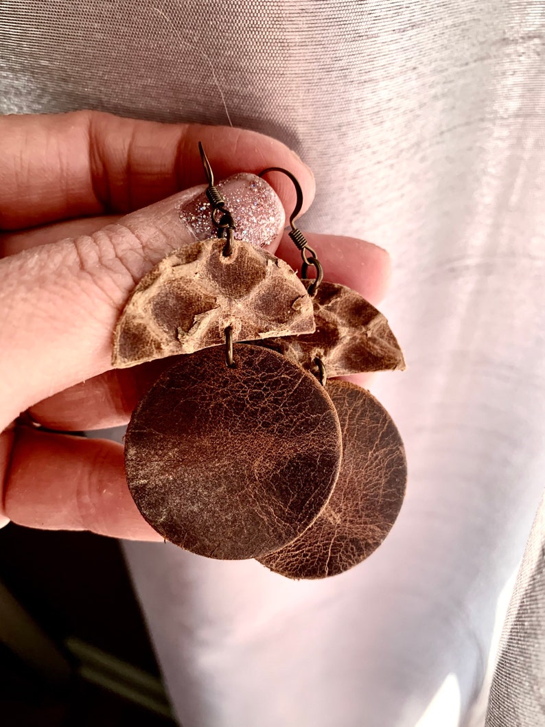 Cowgirl Jewelry Leather Earrings Pierced Leather Dangle and Drop Earrings Rustic Earrings Rodeo Western Jewelry