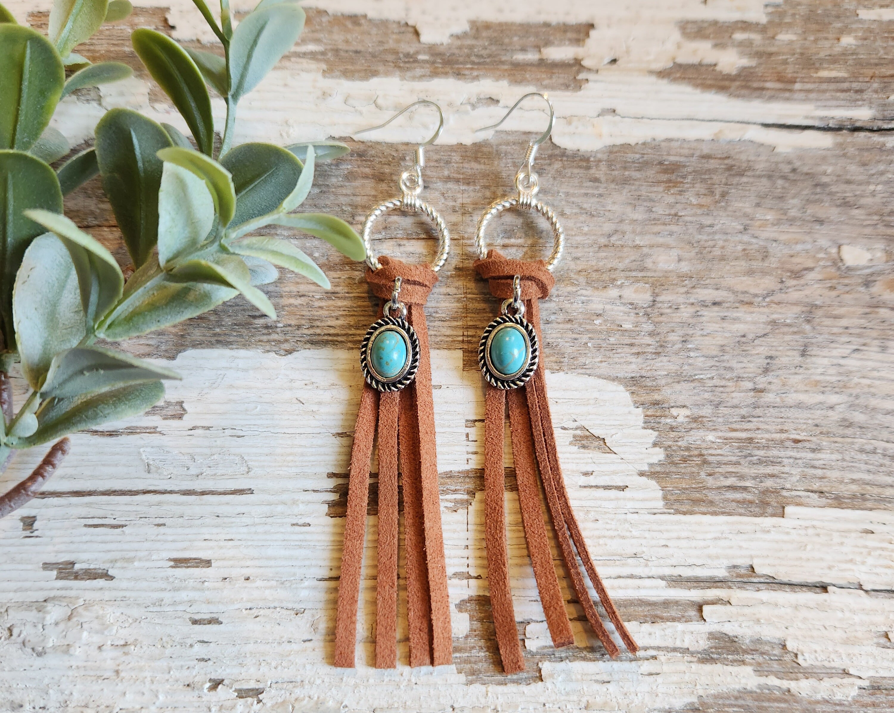 Western Leather Earrings, Turquoise, Southwestern, Fringe, Cowgirl, Suede -  Etsy