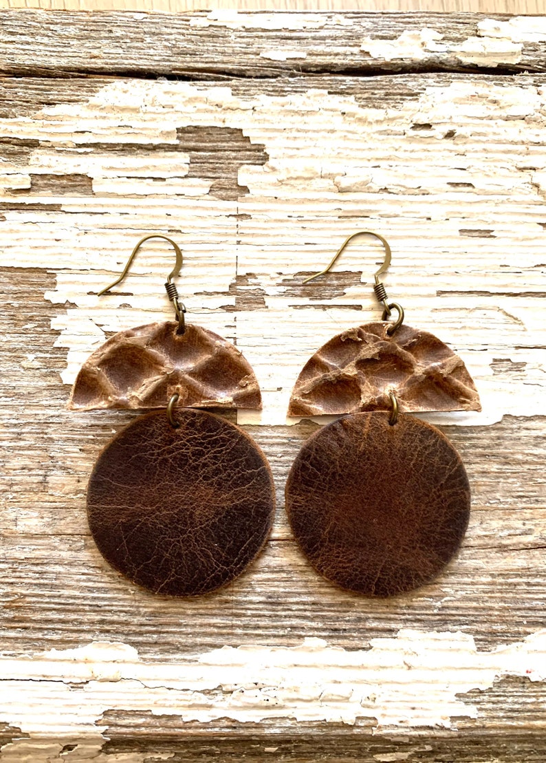 Cowgirl Jewelry Leather Earrings Pierced Leather Dangle and Drop Earrings Rustic Earrings Rodeo Western Jewelry