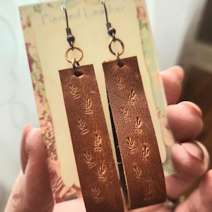 Leather Loop Earrings, Western, Brown, Drop, Country, Rustic, Handcrafted