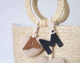 Personalized Leather Initial Bag Charm, Recycled Heart Monogram Gift