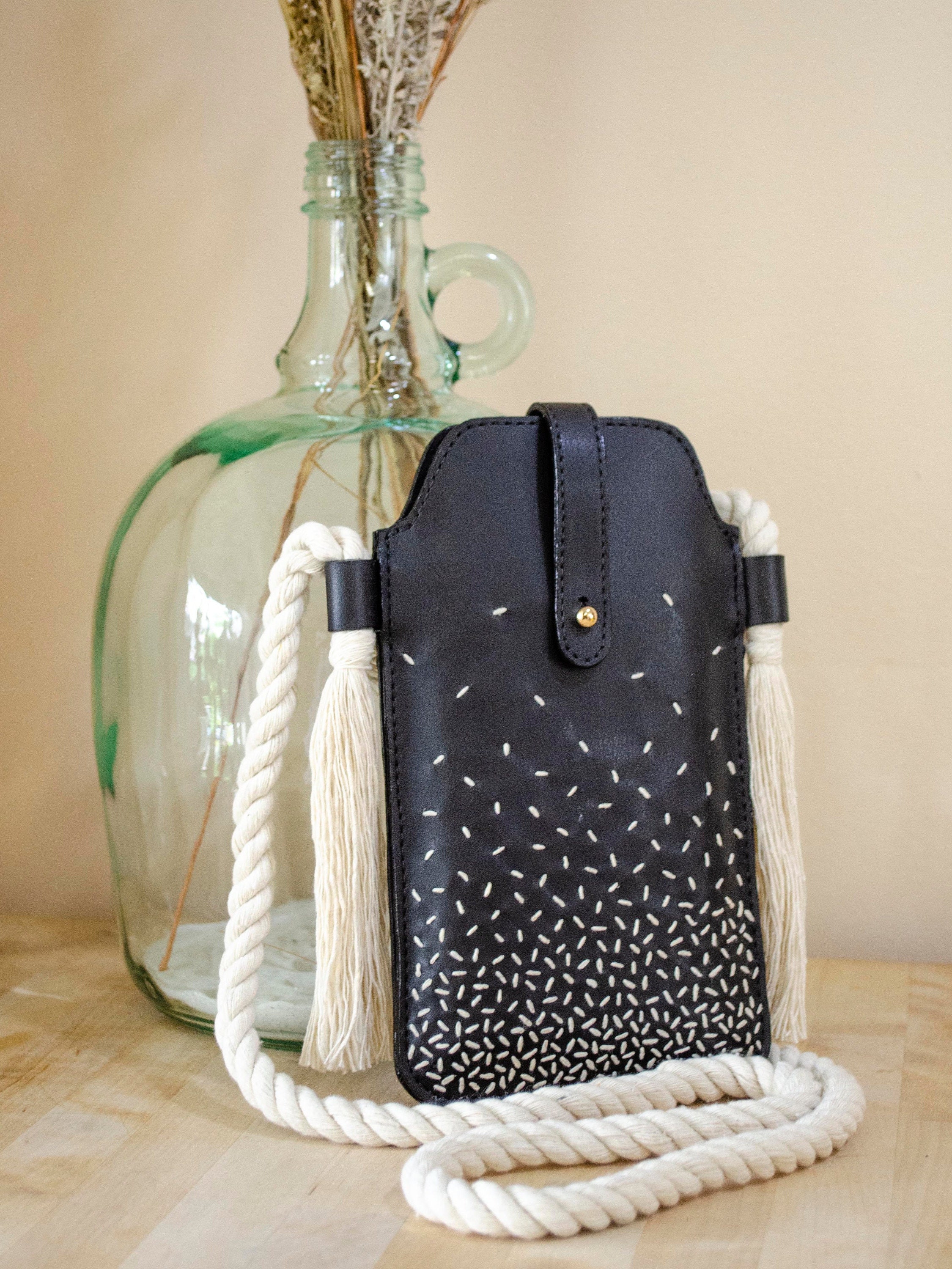Boho Crossbody Phone Bag Vegan Leather iPhone Leather Case