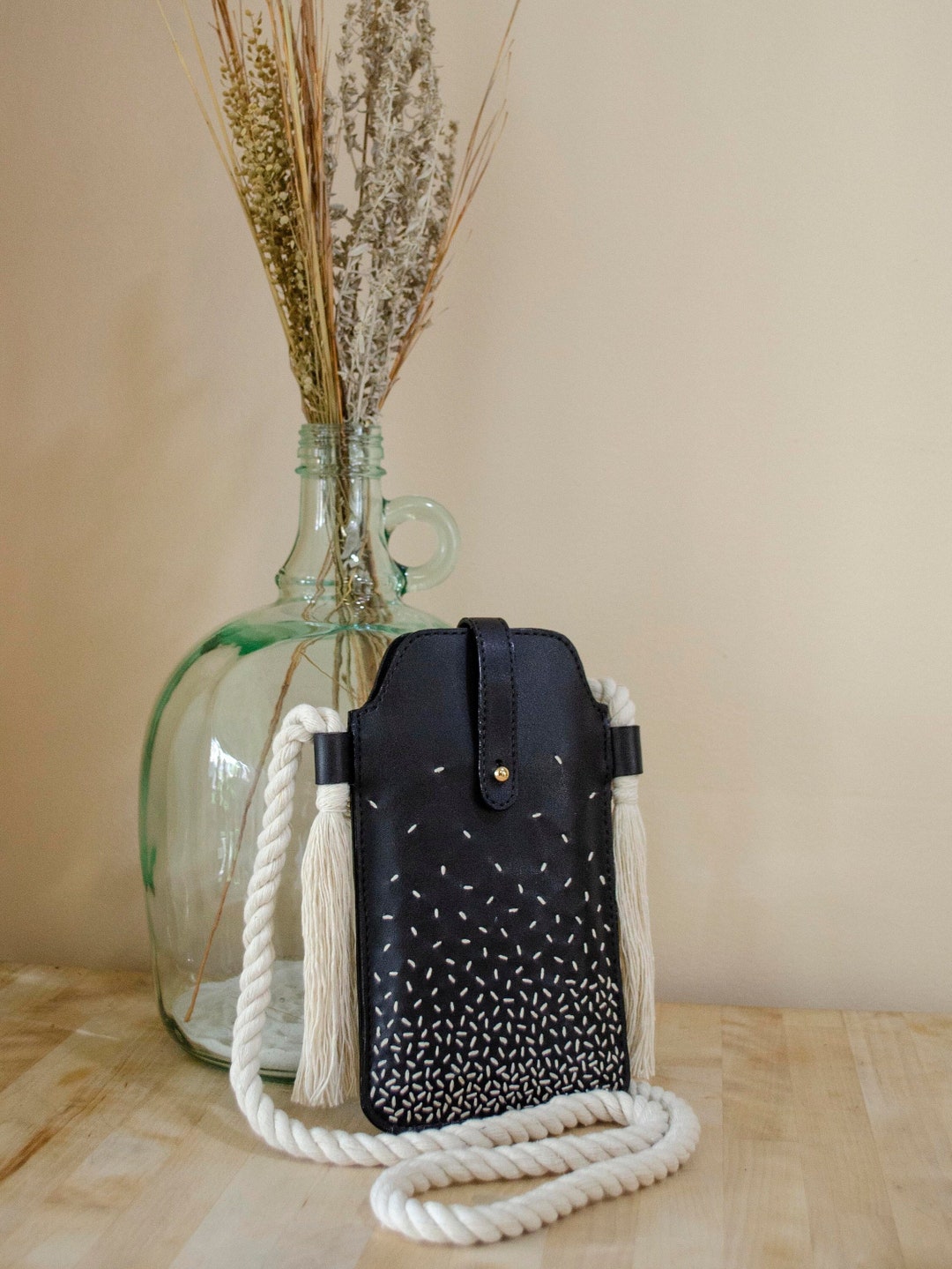 Boho Crossbody Phone Bag, Vegan Leather, iPhone Leather Case, iPhone 11 12 13 14 Pro, iPhone