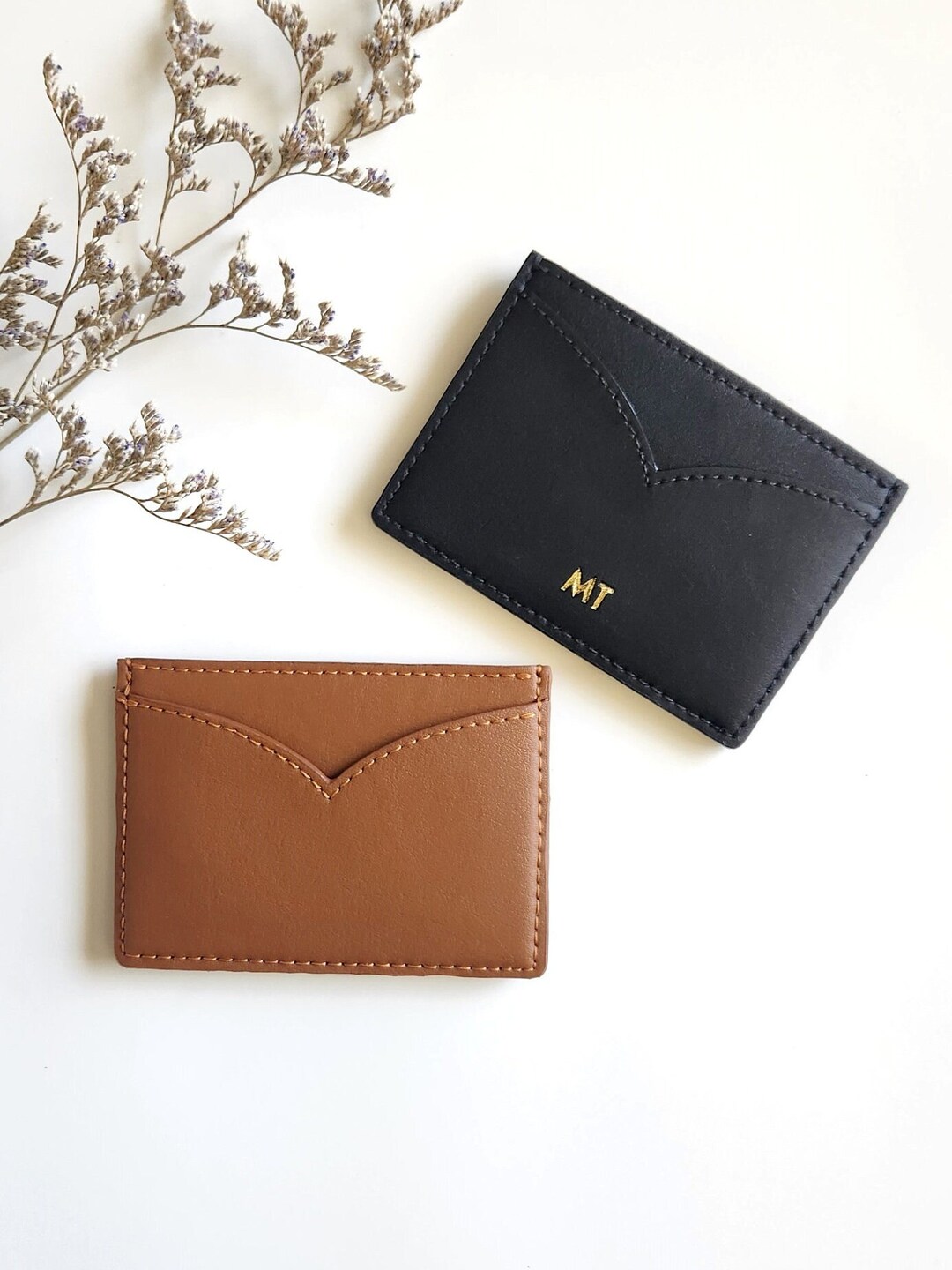 Personalized Woman Card Holder, Vegan Leather Card Case, Sustainable