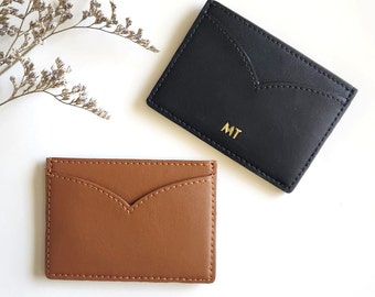Personalized Woman Card Holder, Vegan Leather Card Case, Sustainable Gift