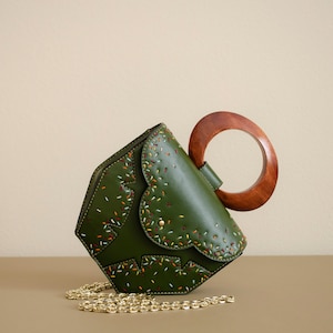 Vegan Cactus Leather Convertible Crossbody Bag, Bracelet Boho Style Mini Bag