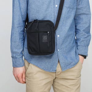 Black Shoulder Bag / Black Small Messenger Bag / Travel Bag / Bag For Men / Cordura Beg