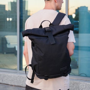 Roll Top, Cordura Backpack, Black Men&#39;s Backpack, Large Backpack, Macbook Backpack