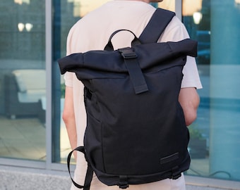 Roll Top, Cordura Backpack, Black Men's Backpack, Large Backpack, Macbook Backpack