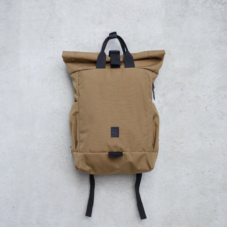 Large Rucksack / Roll Top Backpack / Laptop bag / Women backpack / Men backpack / Backpack for travel / Roll Top Bag / Olive Backpack image 2