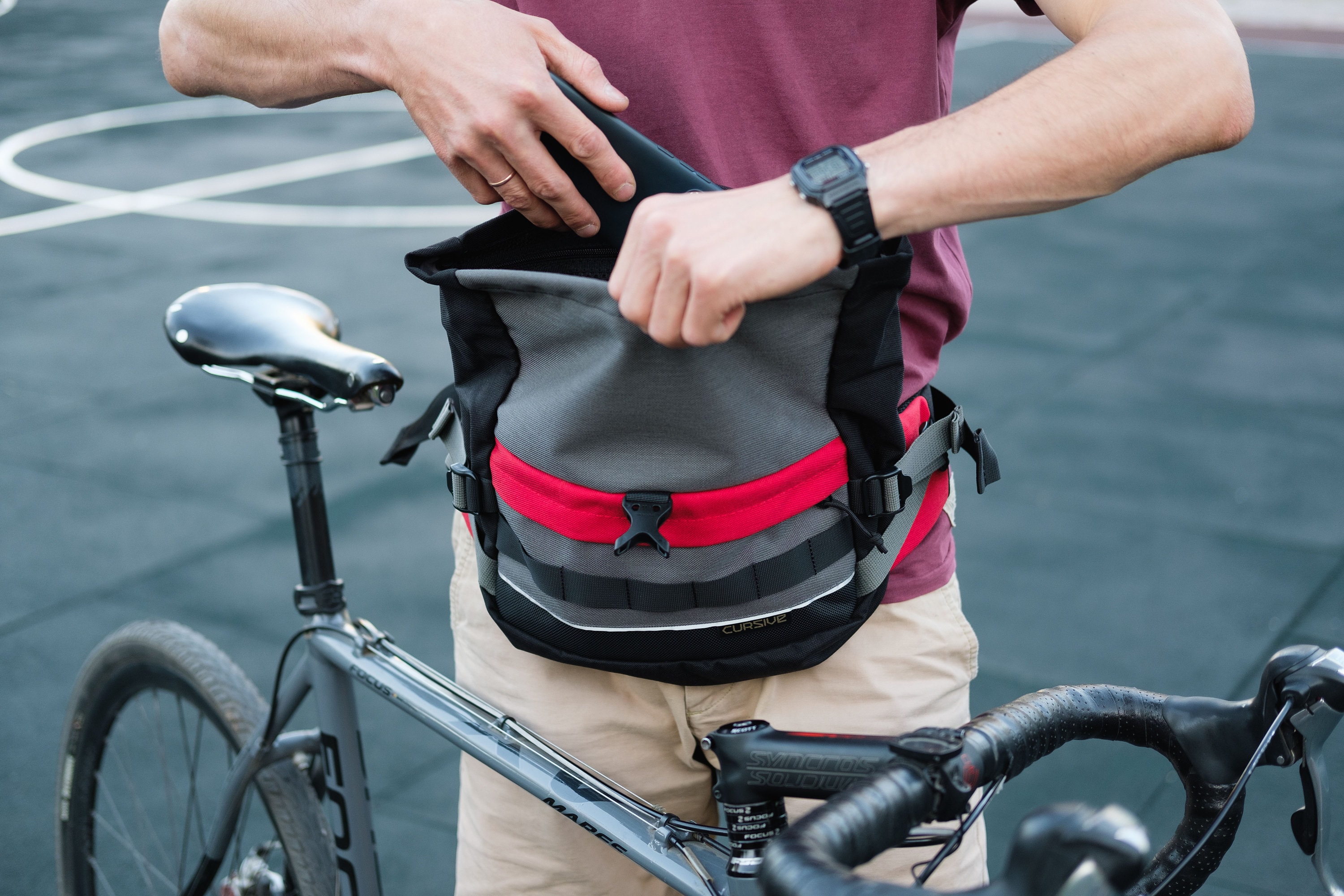 Roll Top Fanny Pack / Bicycle Handlebar / Bike Packing Etsy