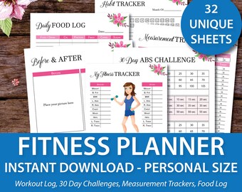 fitness planner fitness planner inserts fitness journal etsy printable fitness log