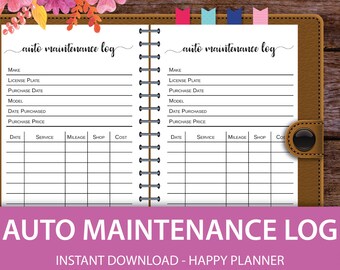 vehicle maintenance log oil change tracker mileage tracker etsy