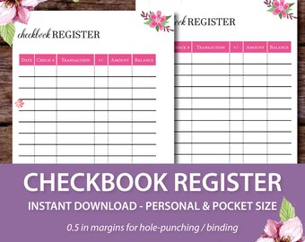 checkbook register check register travelers notebook planner etsy