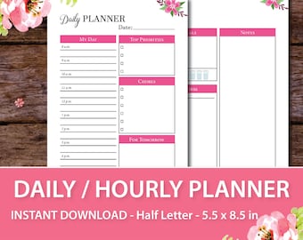 printable hourly planner printable daily schedule hourly etsy hourly daily planner template