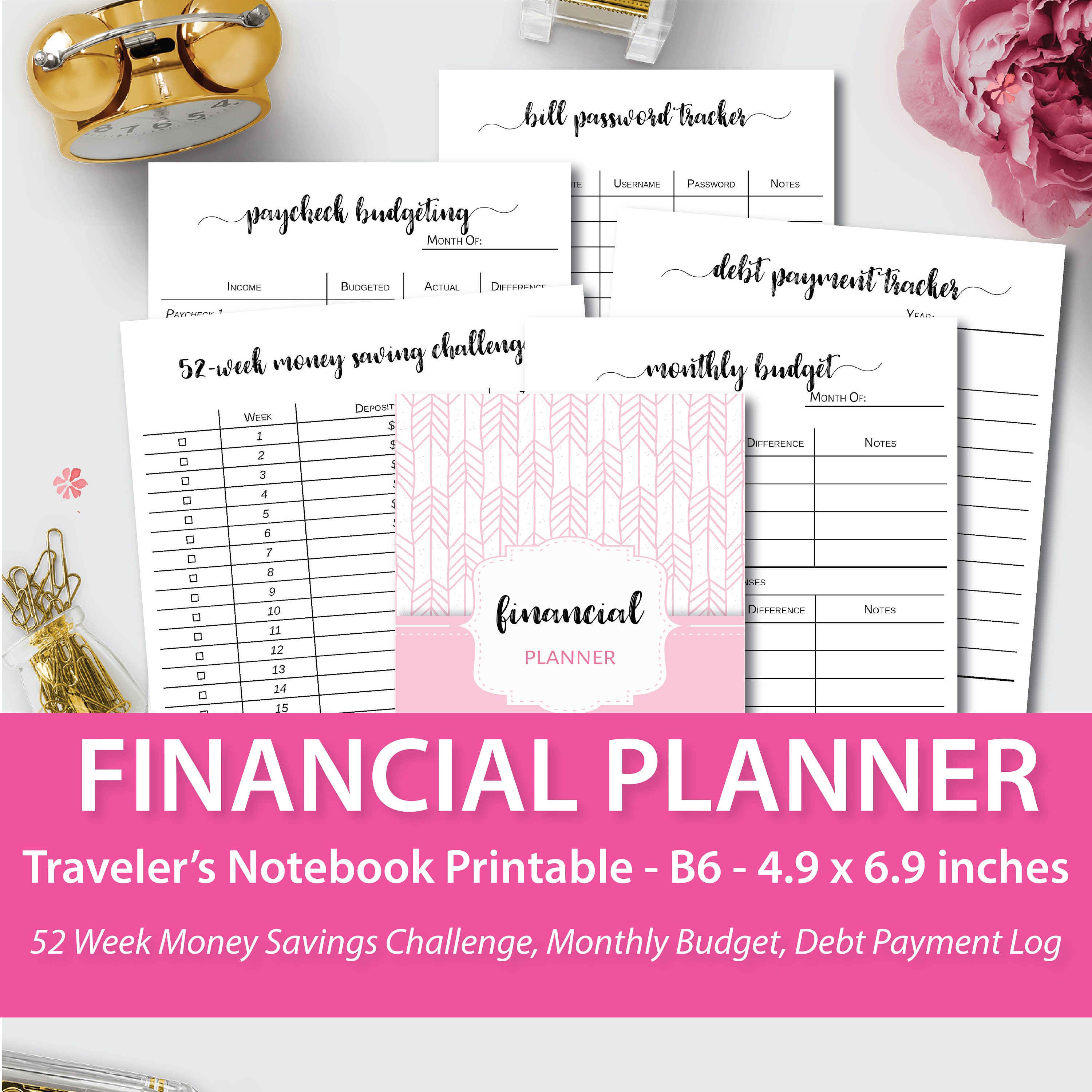Financial Planner Inserts b6 Travelers Notebook Inserts Etsy