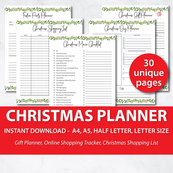Drink water pantoffel een kopje Printable Holiday Planner Holiday Planner 2017 Christmas - Etsy