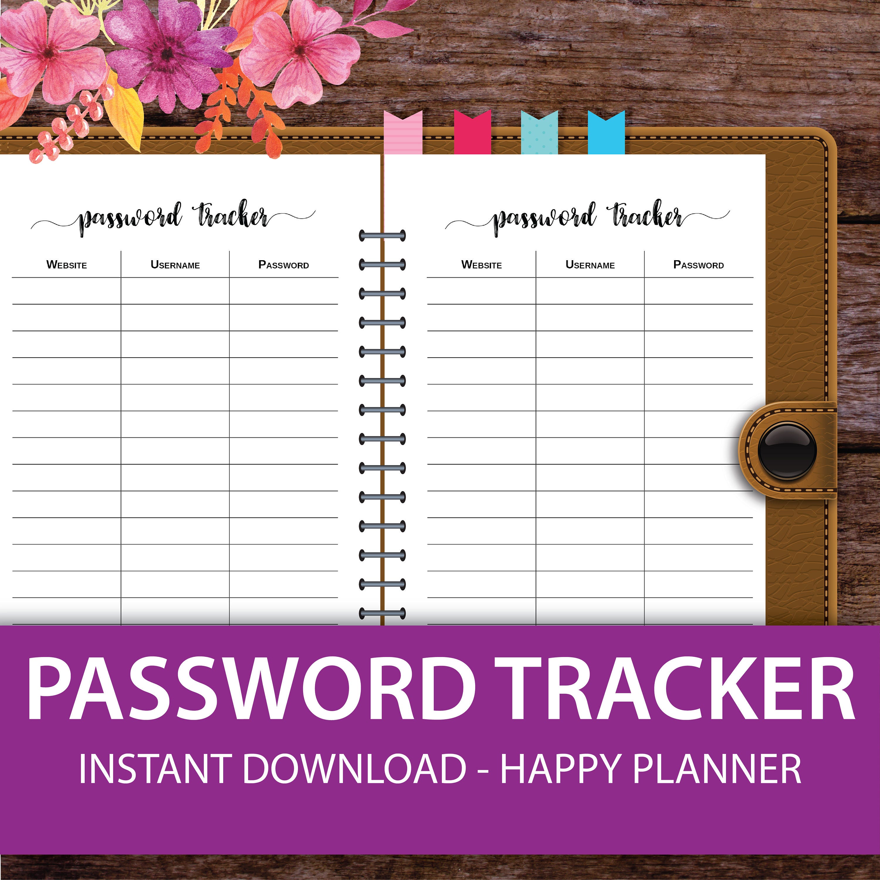 Password Notebook Planner, Wifi Password Journal Pages, Password Book, Password Organizer, Happy