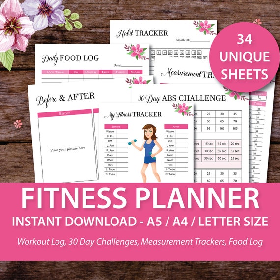 fitness planner fitness planner inserts fitness journal etsy fitness journal online