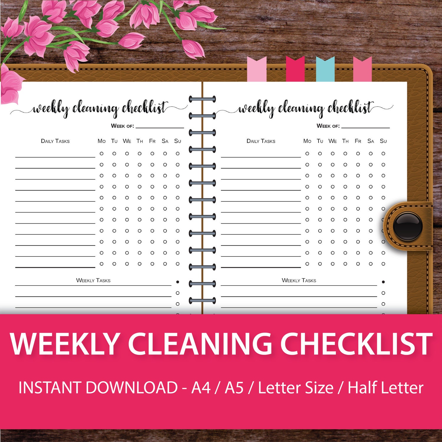 Cleaning Checklist Weekly Cleaning Checklistcleaning Etsy