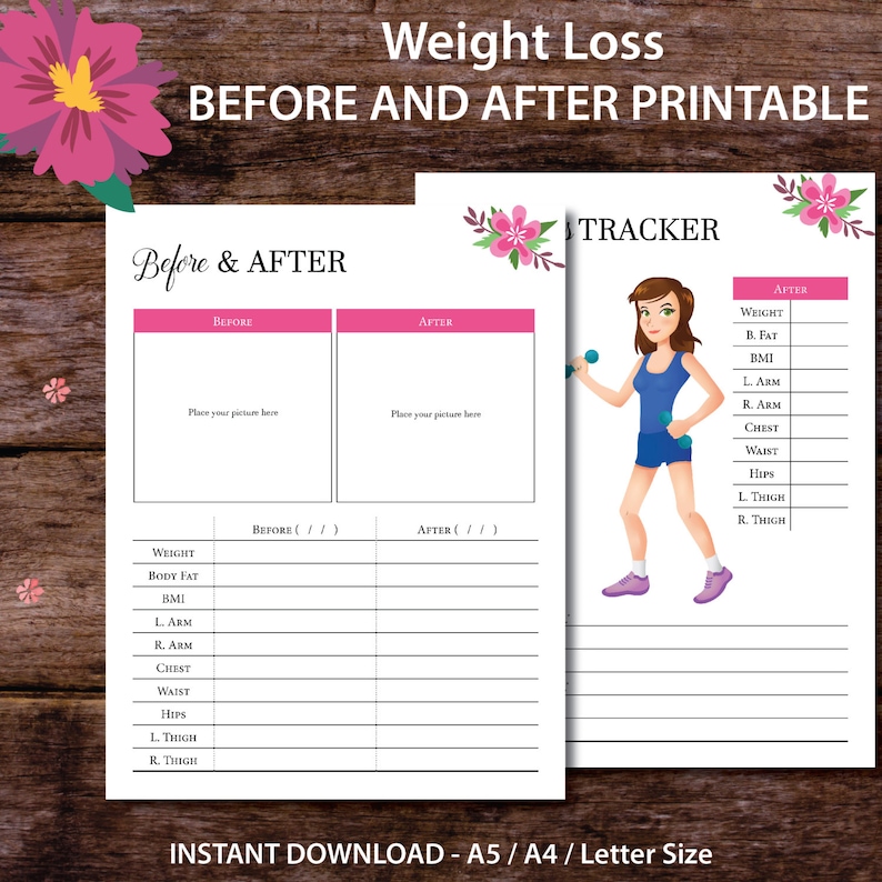 Poids perte Tracker imprimable, perte de poids Tracker planificateur