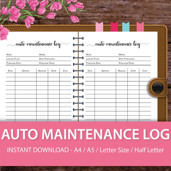 car maintenance log car maintenance schedule car maintenance etsy