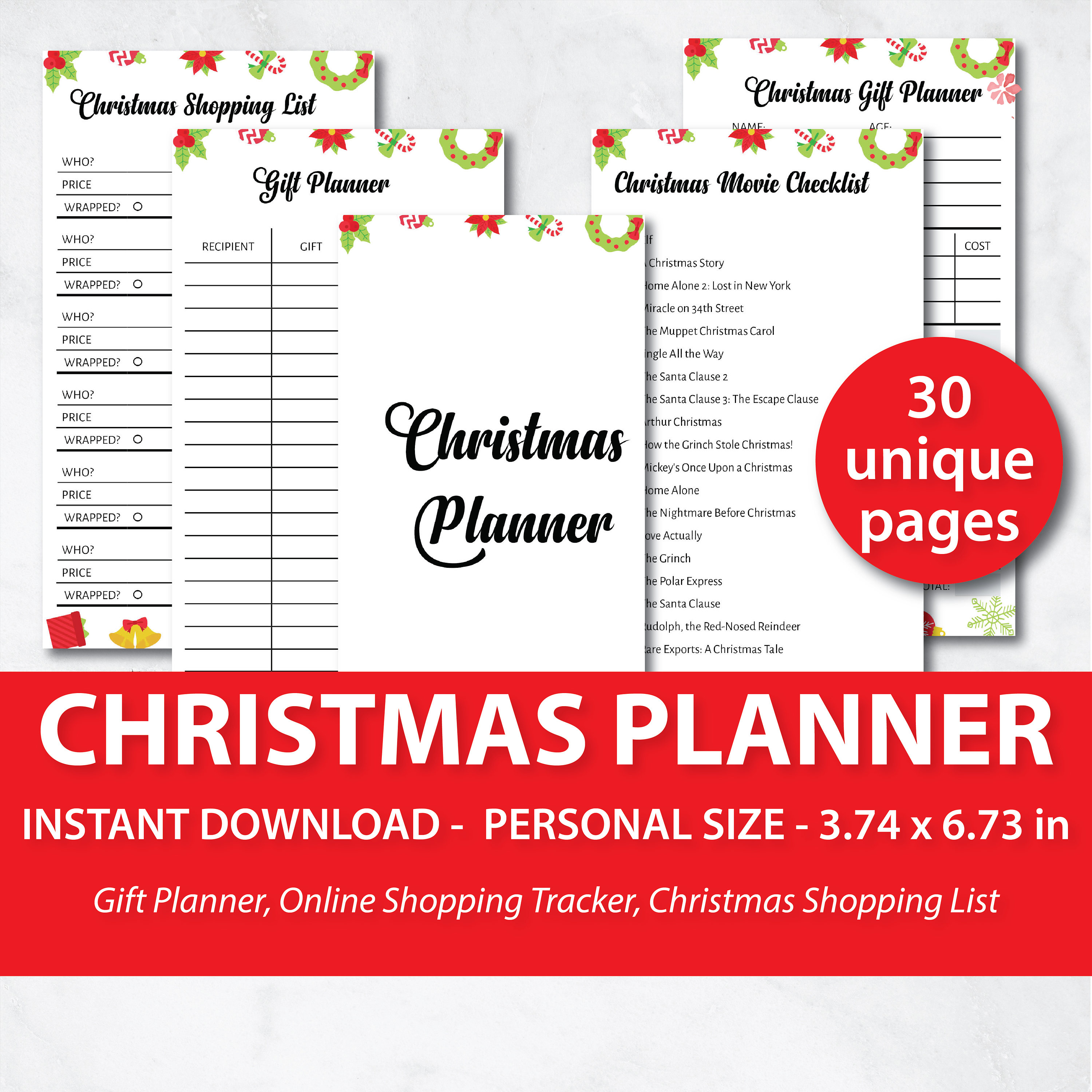 Printable Christmas Planner Inserts — Simple PDF Download