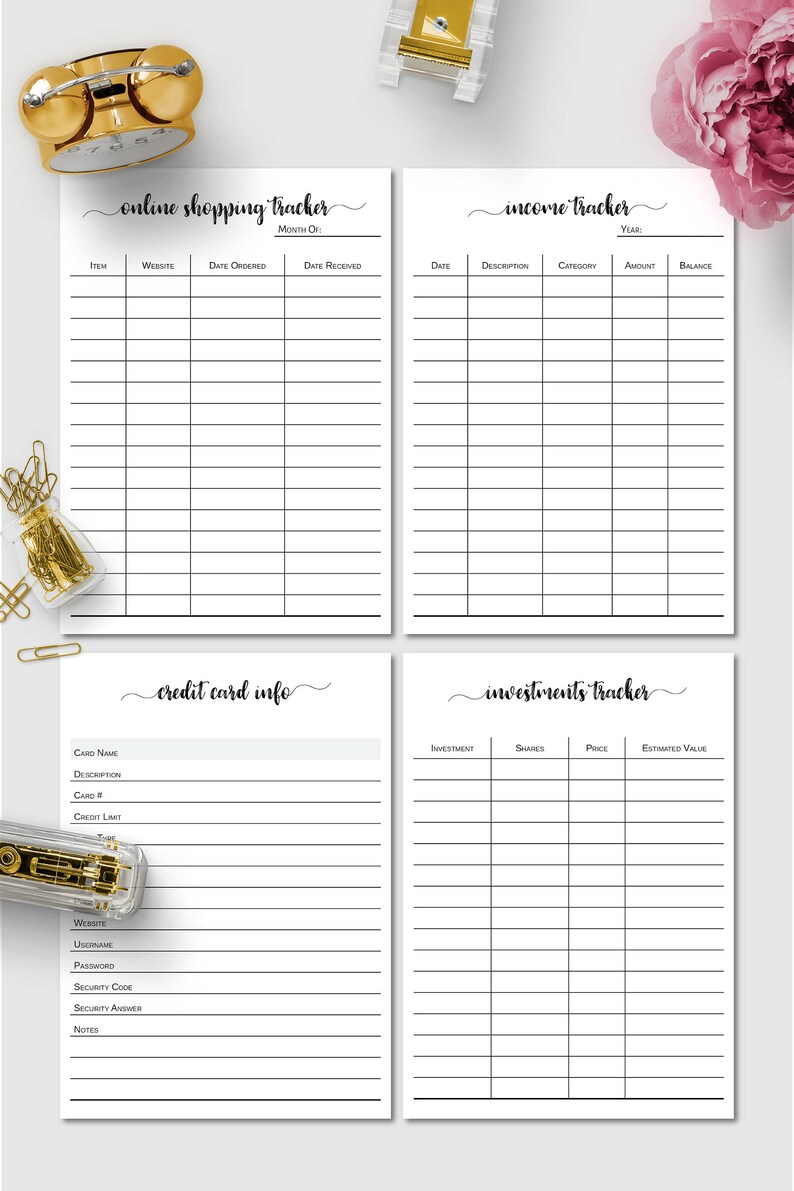 Financial Planner Inserts B6 Travelers Notebook Inserts Etsy