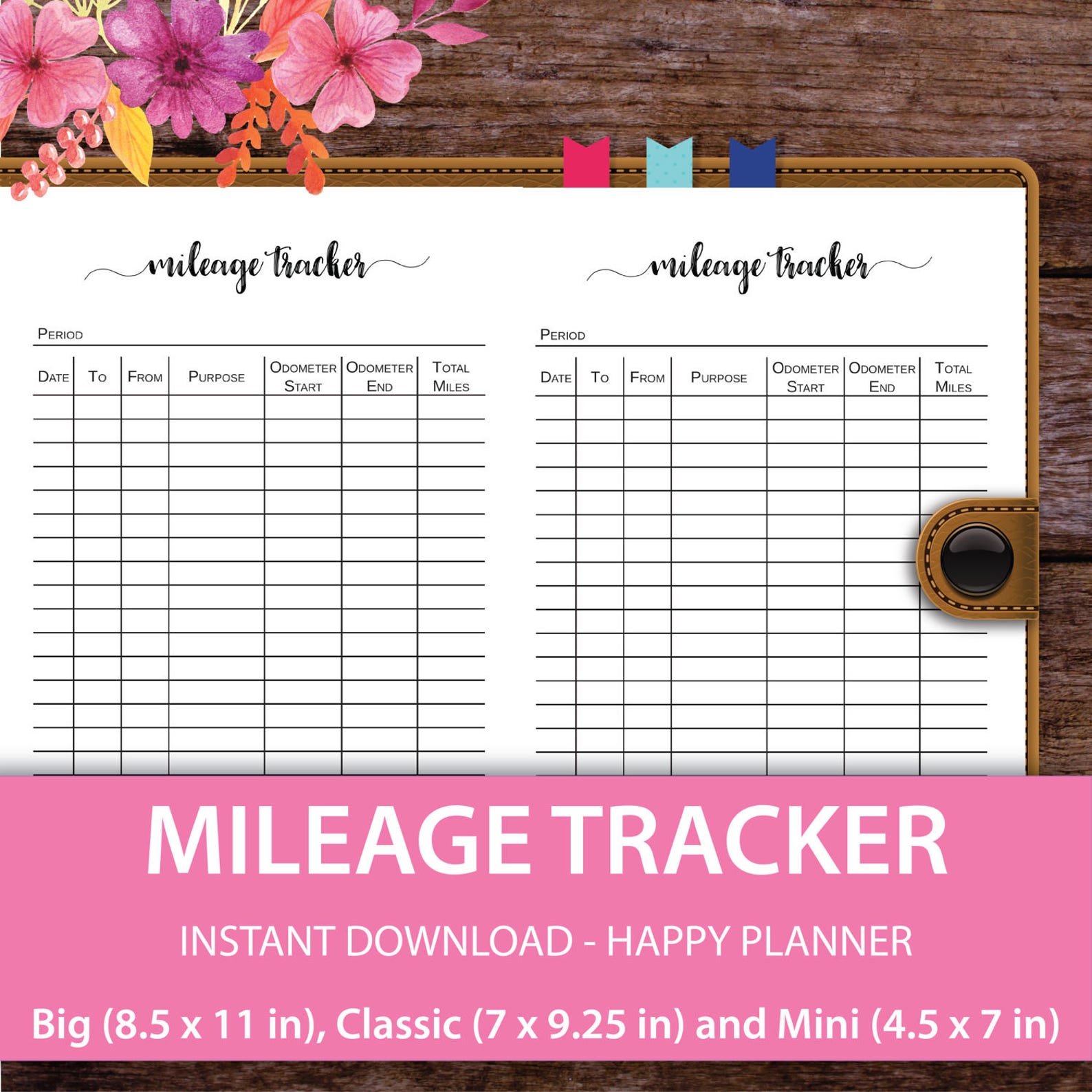 Mileage Log, Business Mileage Tracker, Mileage Tracker, Mileage Log