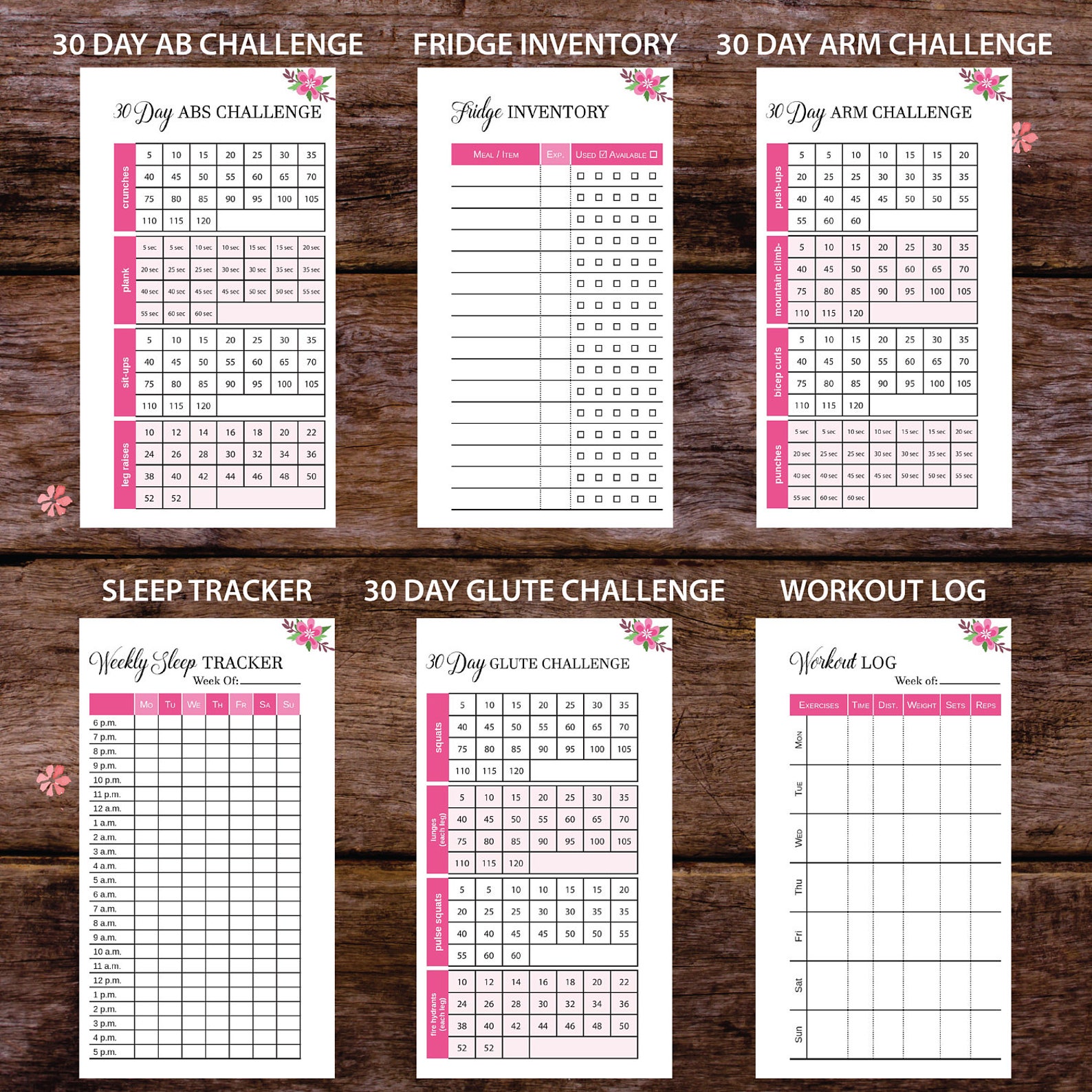 Printable Fitness Planner, Fitness Planner Inserts Personal Filofax